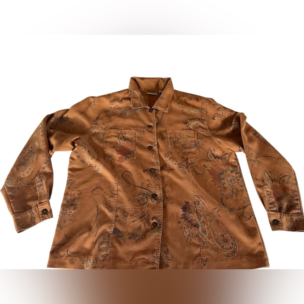 Chicos brown vintage button shirt with beautiful patterns